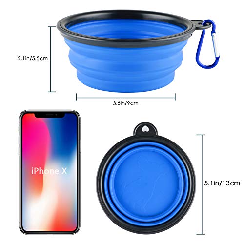 MXZONE 3 Collapsible Silicone Dog Bowl, Foldable Expandable Cup Dish for Small Pet Cat Food Water Feeding Portable Travel ...