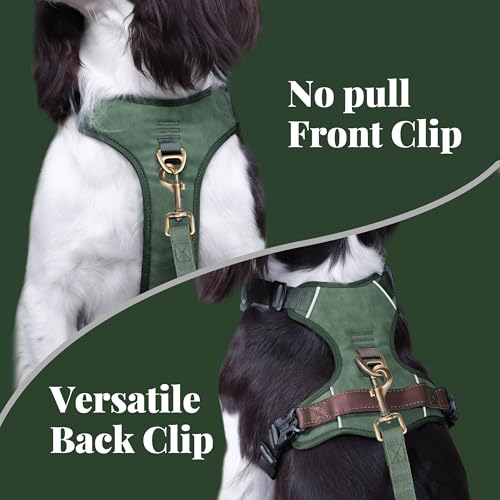 Didog No Pull Dog Harness Small Sized Dog,Classic PU Leather Vest for Small Dogs with Easy Control Handle,No Choke Front C...