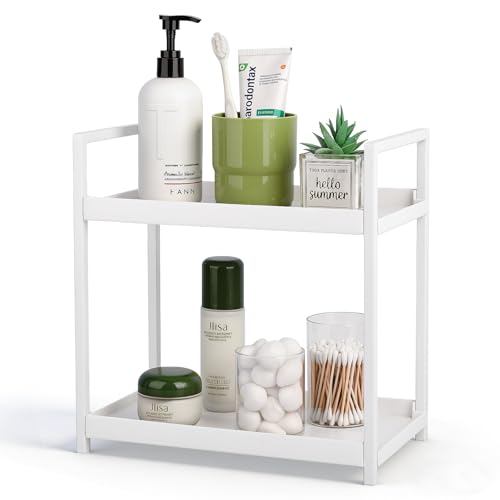Anyoifax Bathroom Counter Organizer 2 Tier Vanity Storage Countertop Shelf Makeup Organizer Perfume Tray Skincare Holder f...