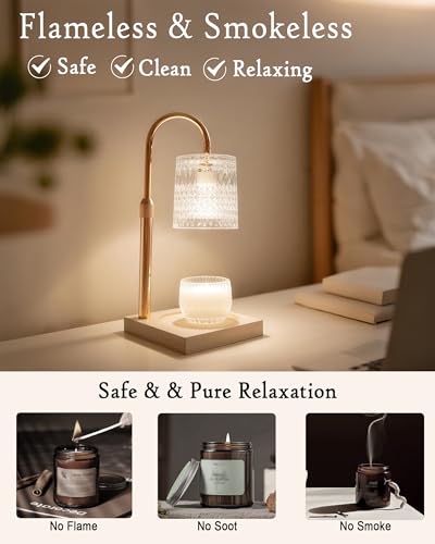HsiBioYau Candle Warmer Lamp with Dimmer & Timer, Brithday Gifts for Mom Women, Adjustable Height Wax Warmer for Jar Candl...