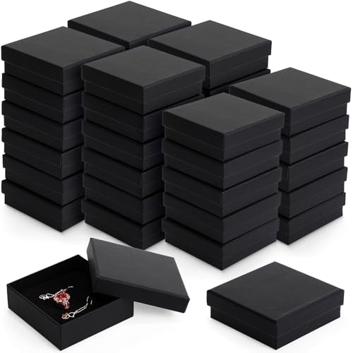 Batiyeer 36 Pcs Cardboard Jewelry Gift Boxes Jewelry Boxes Packaging Small Earring Gift Box with Lids for Necklace Ring Br...