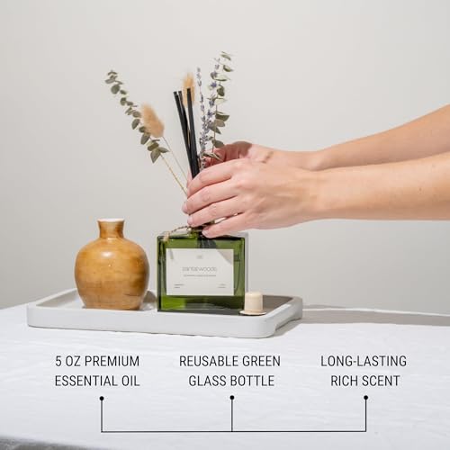 Craft & Kin Reed Diffuser with Dried Flowers | 5 oz Santal Woods Scented Reed Diffusers for Home, Bathroom | Scent Sticks...