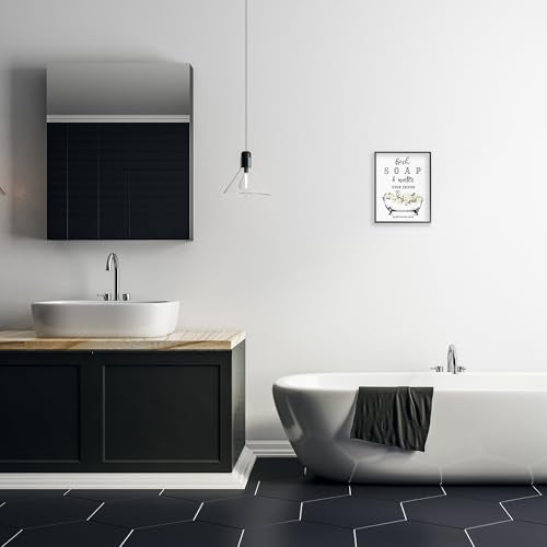 Stupell Industries 'Fresh Soap & Water Bath Tub', Framed Giclee Art, Black, 11 x 14 Inches, Easy to Hang and Sturdy, Made ...