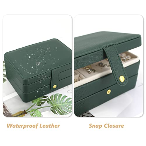 KOOAAICCHI Small Jewelry Box, Travel Jewelry Organizer, Portable Jewelry boxes for Women Girls Gift, Double Layers PU Leat...