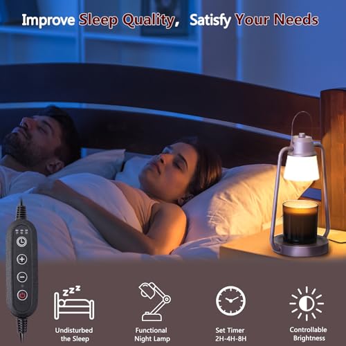 Candle Warmer Lamp with Timer for Women, Dimmable Electric Wax Warmer Lamp for Jar Candles, Candle Lamp Warmer with 2 Bulb...