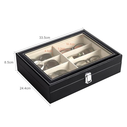 CO-Z Leather Multi Sunglasses Organizer for Women Men, Eyeglasses Eyewear Display Case with 8 Slots, Jewelry Watch Organiz...