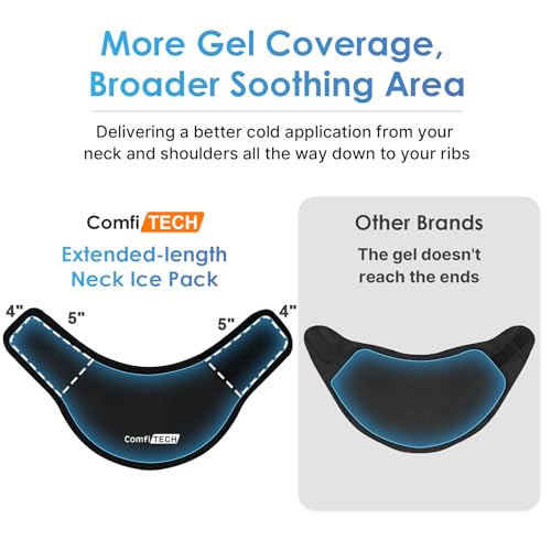 ComfiTECH Neck Ice Pack Wrap with Extended Gel Coverage for Cervical, Shoulder and Rib, Reusable Cold Application for Offi...