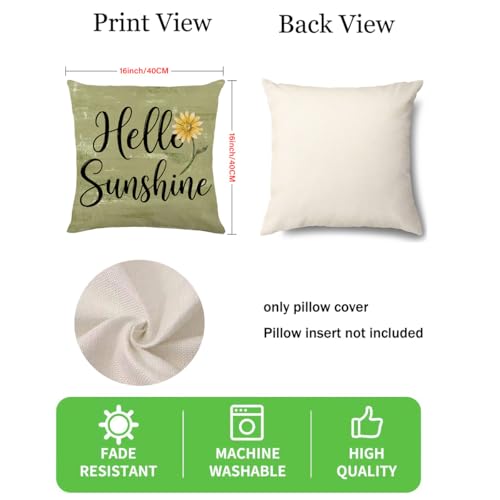 wyooxoo Spring Pillow Covers 16x16 Set of 4 Olive Green Farmhouse Throw Pillow Covers Floral Decorative Cushion Cases for ...