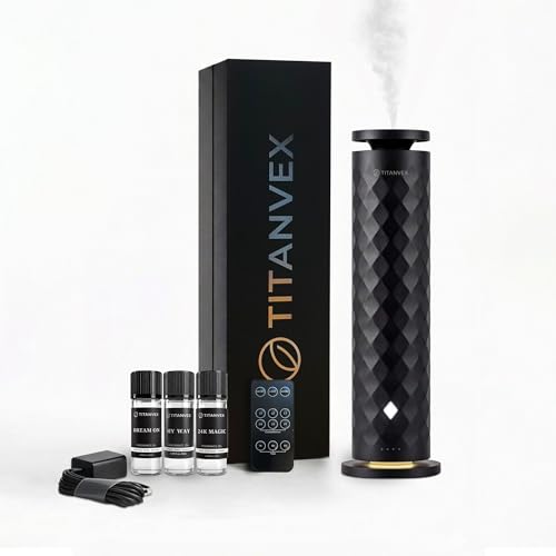 TitanVex Essential Oil Diffuser Bundle - Cordless Waterless Diffuser for Home, Office, Car, Bathroom – USB Rechargeable Re...