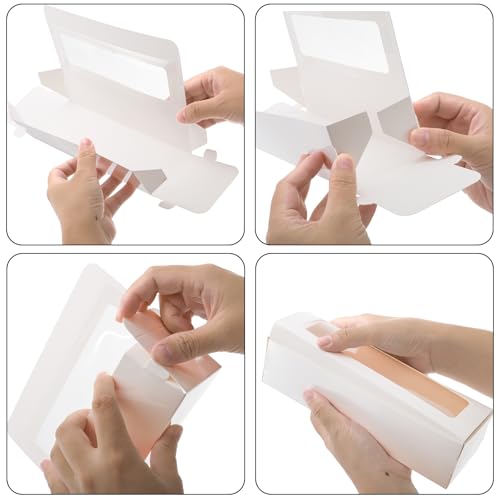 Dicunoy 50 Pack Macaron Boxes for 6, White Macaron Gift Boxes with Clear Window and 120 PCS Stickers, Sturdy Macaron Packa...