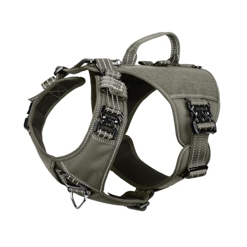 ICEFANG GN8 Tactical Dog Harness with 4X Metal Buckles for Large Sized Dogs,Reflective in Training Walking K9 Dog Vest,No-...