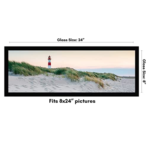 Americanflat 8x24 Picture Frame with Shatter-Resistant Glass - Signature Collection - Gallery-Style Frames Made of Enginee...
