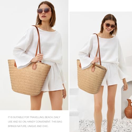 Hommtina Straw Bag Womens Straw Beach Bag Vacation Purse for Summer