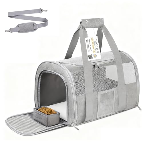 SECLATO Cat Carrier Pet Dog Carrier Airline Approved for Puppy Kitten Carriers Under 15lb, Collapsible Soft Sided TSA Appr...