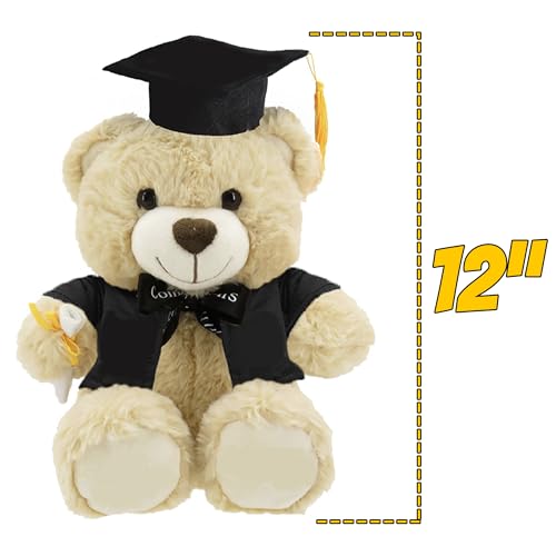 Printualist Personalized Graduation Teddy Bear Gift 2026 for Her Him, College, High School, 12 Inch - Cute Custom Beige Be...
