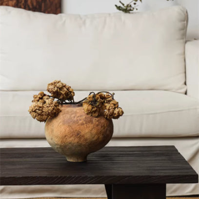 Ceramic Art Vase Zen-Wabi Sabi Japanese Decorative Piece Rustic Stoneware Tea Room Decoration