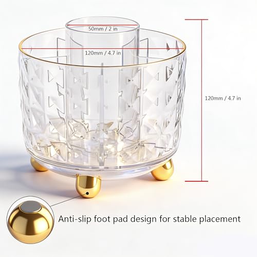 GOTOBA 360° Rotating Pencil Holder for Desk, Makeup Brush Holder with 6 Slots, Desk Organizer for Writing Utensil, Office ...