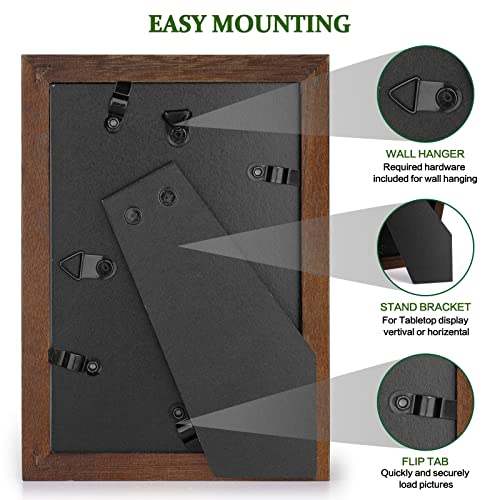 Emfogo 4x6 Picture Frame, Pack of 2 Photo Frame with Real Glass, Solid Wood Rustic Picture Frames 4x6 Display for Wall Dec...
