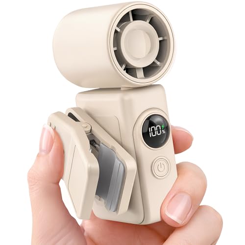 Hotsales Clip-On Portable Fan, 13500 RPM Rechargeable Handheld Mini Fan with LED Display, 360° Rotating Detachable Clip, S...