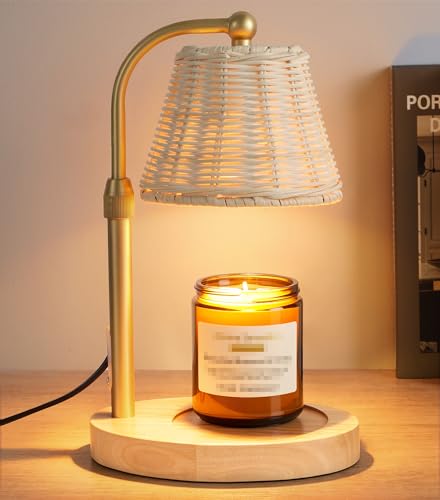 FancyPlus Candle Warmer Lamp with Timer Dimmer, Natural Weaving Boho Candle Lamp Birthday Gifts for Women, Mom, House Warm...