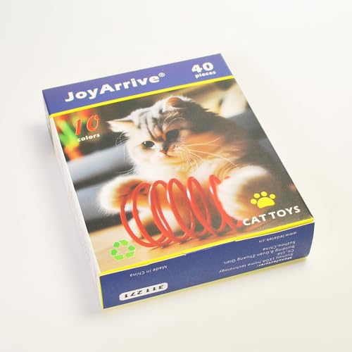 JoyArrive 40Pcs 10 Colors Box Stored Springs for Indoor Cats, Cats Coil, Cat Interactive Toys, Cat Swatting Toy, Self-Play...