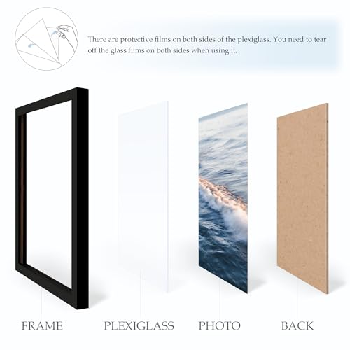 Fisnish 11x14 Picture Frame, for Tabletop Display, Horizontal or Vertical Wall Mounting, Black