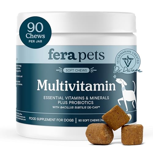 Fera Pets Dog Multivitamin Chews with Glucosamine and Probiotics - Essential Dog Vitamins & Minerals - Promotes Healthy Di...