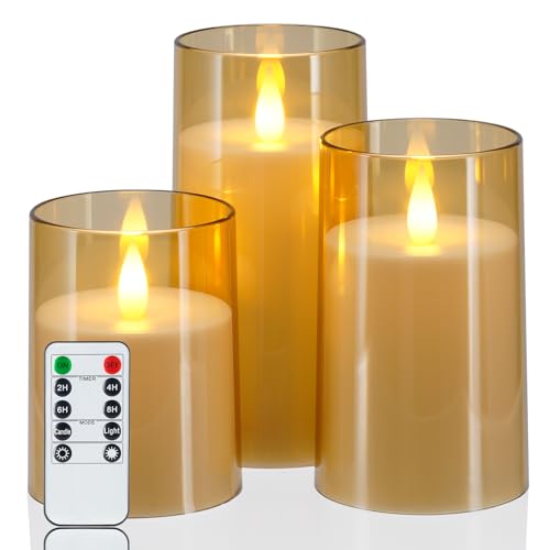 Homemory Realistic Flickering Flameless Candles, Battery Operated Candles with Remote Control and Timer, LED Fake Electric...