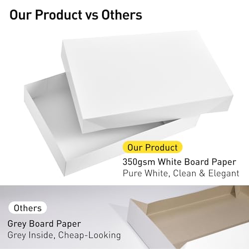 SUNCOLOR 6 Pack 14" Medium White Gift Boxes With Lids For Clothes Presents