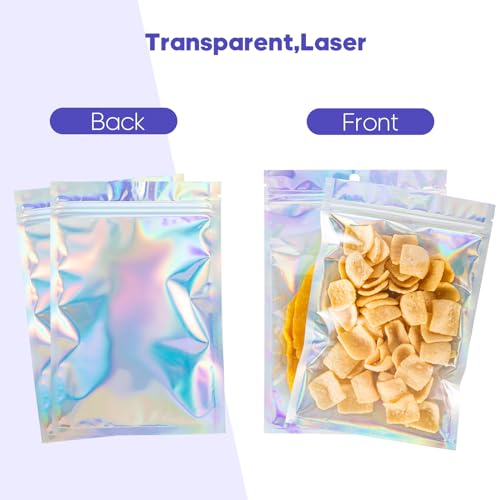 6x9 inch Holographic Bags, Resealable Foil Pouch Mylar Sample Bag Great for Small Business and Party Favor Food Storage（50...