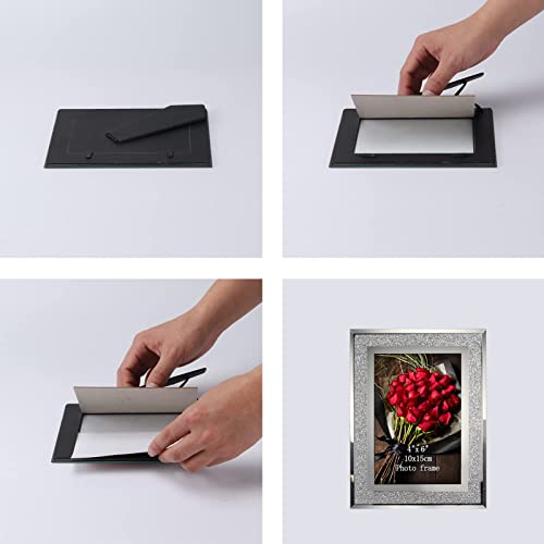 Calenzana 4x6 Picture Frame Sparkle Glass Photo Frames Set for Tabletop, 2 Pack