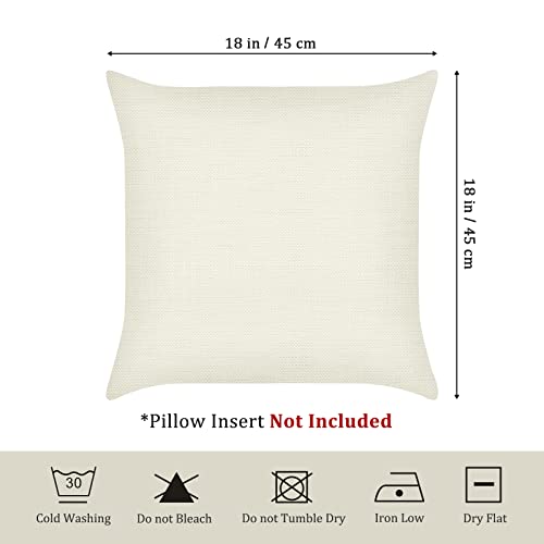 Bonhause Peony Floral Throw Pillow Covers 18x18 Inch Burgundy Red Flower Outdoor Decorative Pillow Cases Polyester Linen C...