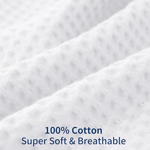 100% Egyptian Cotton 600 TC Waffle Weave Throw Pillow Covers 2 Pack, Ultra Soft Breathable Euro Pillow Shams Covers, Decor...