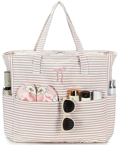 Bluboon Beach Bags for Women, Large Waterproof Tote Bag With Wet Compartment for Pool Weekender Travel Gym