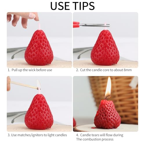 9 Pack Strawberry Shaped Scented Candles, Red Mini Soy Wax Fruit Aroma Decorative Candles, Realistic Strawberry Design for...