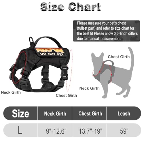 nanappice Tactical Cat Harness and Leash Set for Walking, Adjustable Escape Proof Pet Vest for Large Cat,Easy Control Brea...