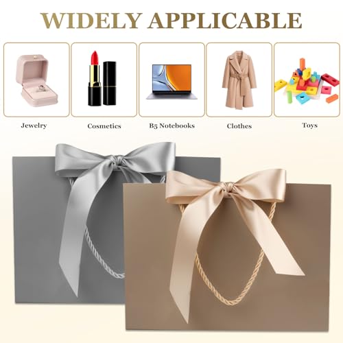 Ninsula 2 Pcs Large Gift Bag, Birthday Gift Bag With 2-Color Ribbon, 2 Greeting Cards and 4 Sheets Tissue Paper, Portable ...