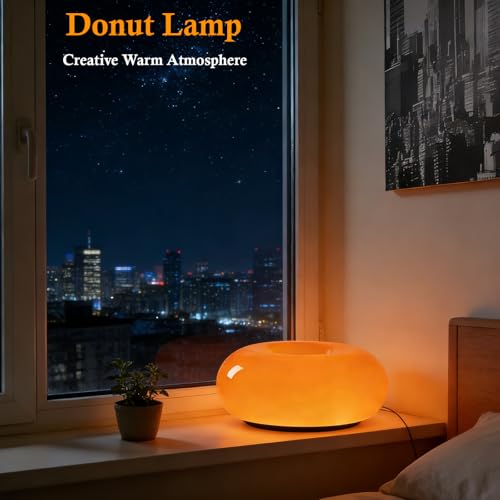MIXL - Orange Donut Table Lamp,Dount Light Lamp Ambient Lighitng,Aesthetic Touch Table Lamps,Modern Cute Desk Lamps for Li...