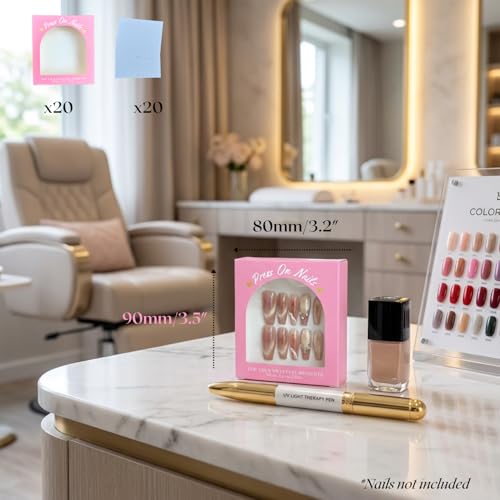 Press On Nails Packaging Box with Instructions Backing Cards Premium Pink Empty Nail Case for Nail Tech Small Business 20 Set