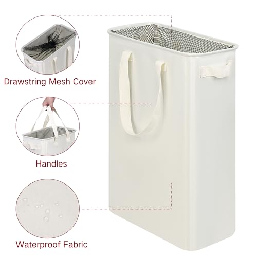 efluky Slim Laundry Basket, Narrow Laundry Hamper with Handles, Collapsible Dirty Clothes Hamper, Tall Laundry Bin for Lau...