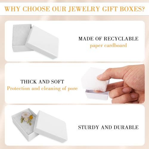opaprain Cardboard Jewelry White Gift Boxes 10 Pack6x5×1 inches, its apply to displaying necklaces, rings, bracelets, earr...