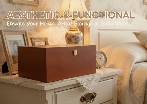 InnoBeta Personalized Keepsake Box, Wooden Storage Boxes, Large Keepsake Boxes with Lid for Memory Treasure, Initial K