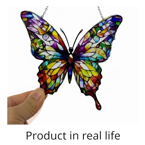 Butterfly Gifts for Women, Acrylic Butterfly Suncatcher Ornament Faux Stained Glass, Inspirational Gift for Women, Christm...