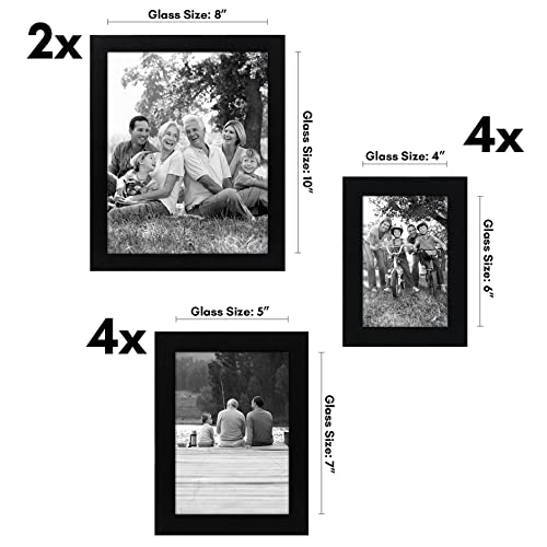 Americanflat Set of 10 Picture Frames with Shatter-Resistant Glass - Gallery Wall Frame Set with Two 8x10, Four 5x7 and Fo...