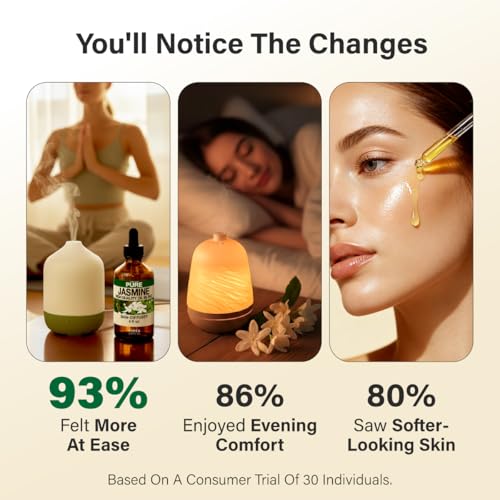 100% Pure Jasmine Oil - 4 Fl Oz Jasmine Essential Oil for Hair, Skin, Diffuser, Aromatherapy & DIY Soap Making Scent