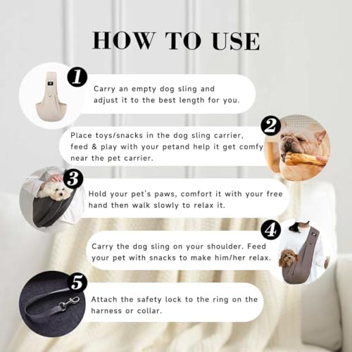 PAWPUBBY Dog Sling Carrier for Small Dogs & Cats up to 15 lbs, Hands-Free Pet Carrier Bag, Plus Size L Fits 47-53 in Bust,...