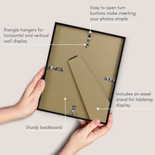 Americanflat 8x10 Picture Frame with Shatter-Resistant Glass - Use as 5x7 Frame with Mat or Display 8x10 Photo Without Mat...