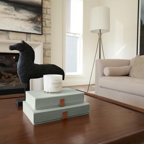 ZICOTO Decorative Photo Storage Boxes with Lids - Set of 2 Beautiful Linen Organizers Are Perfect to Safely Store Your Pic...