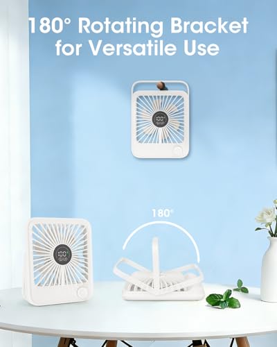 Ouddy Mode 2 Pack Small Desk Fan, Rechargeable Quiet Portable Travel Fan with 100 Wind Speeds Digital Display White Person...