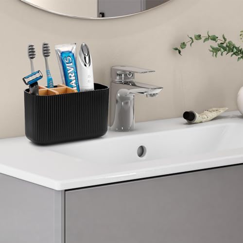 GFWARE Black Toothbrush Holder - Bamboo Toothbrush Holders for Bathrooms Electric Toothbrush Holder Organizer Kids Toothbr...